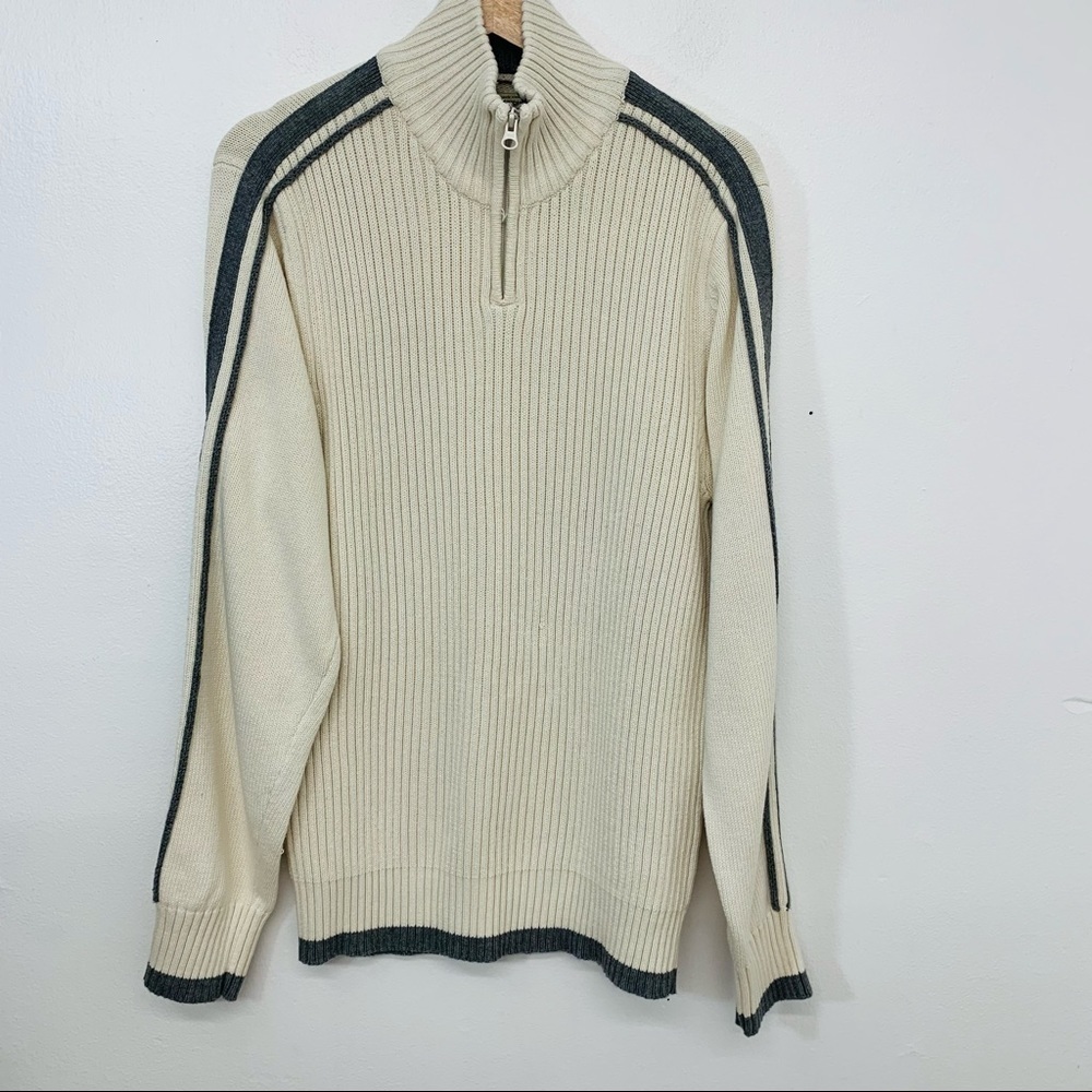 American Rag 1/4 Zip Sweater Men Large Rib Knit 100% Cotton Long Sleeve